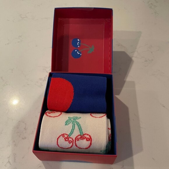 Happy Socks Cherry Socks Gift Set 2 Pairs Adult Crew Unisex Multi Color OS NWT - Picture 1 of 7